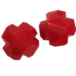 Vintage 1950s 1960s Germany Red Lucite Geometric Clip On Earrings Mid Century